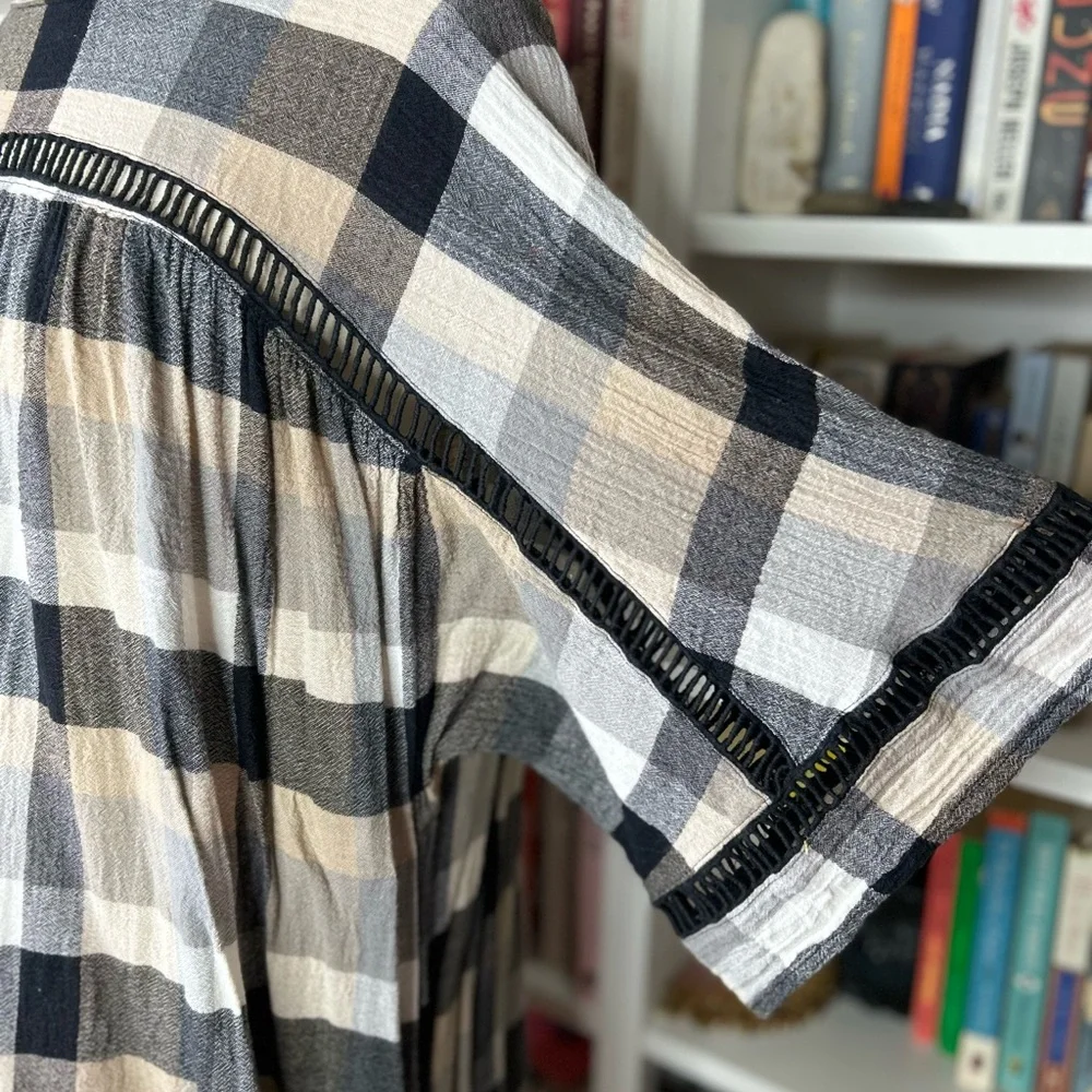 Anthropologie Black and Tan Plaid Mini Dress - Picture 6 of 6